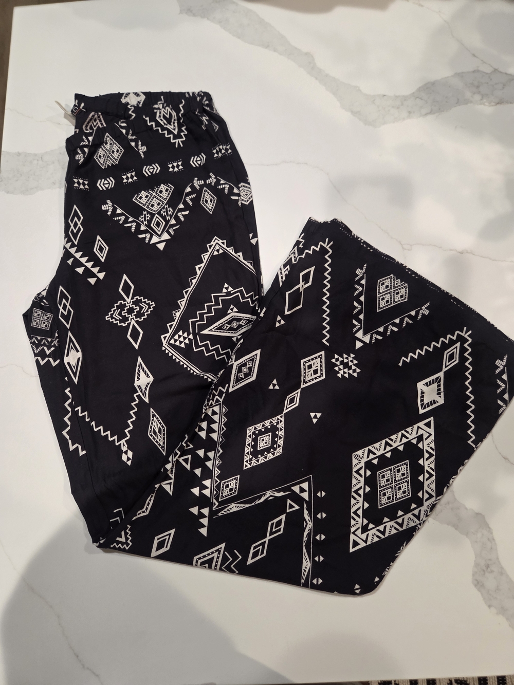 Billabong Black and White Aztec Print Flare Cut Pants